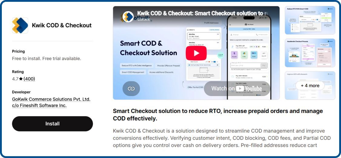  Kwik COD & Checkout on Shopify