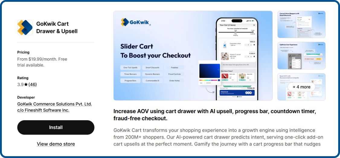 GoKwik Cart Drawer App on Shopify