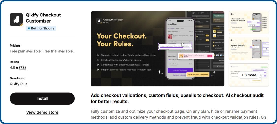 Qikify Checkout Customizer on Shopify