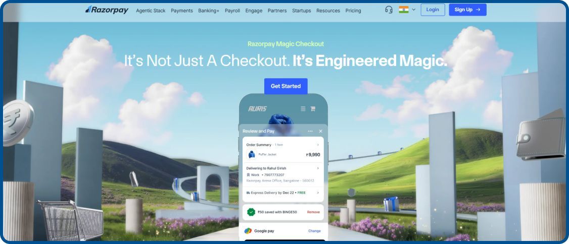 Razorpay Magic Checkout homepage