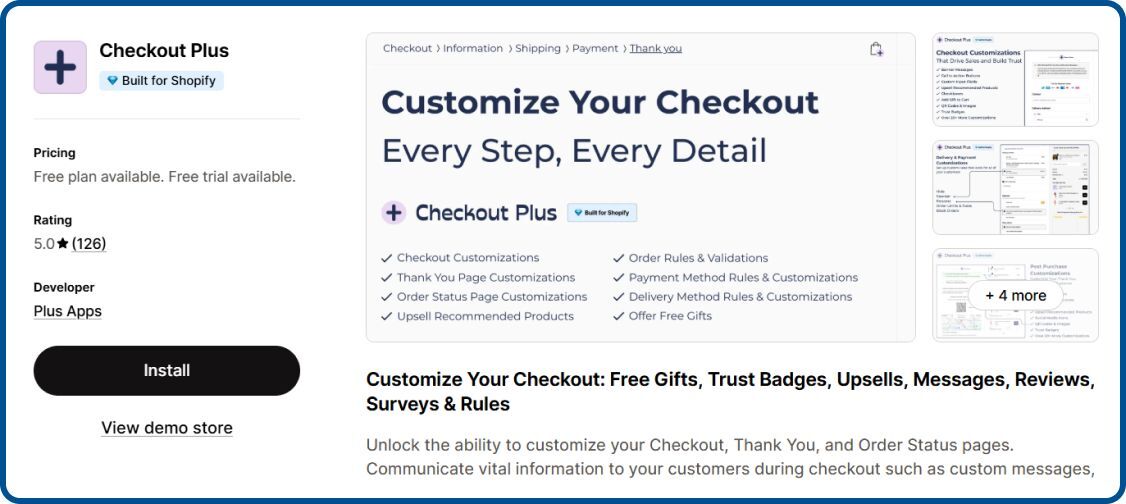  Checkout Plus by Plus App on Shopify