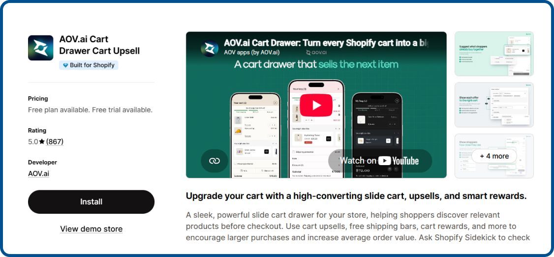 AOV.ai Cart Drawer on Shopify