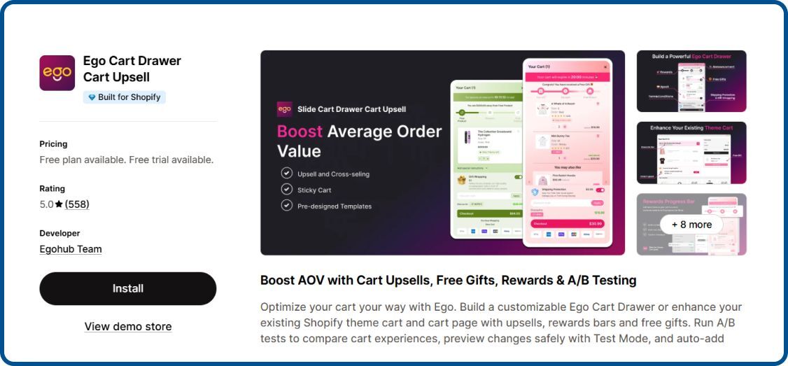 Ego Cart Drawer App on Shopify