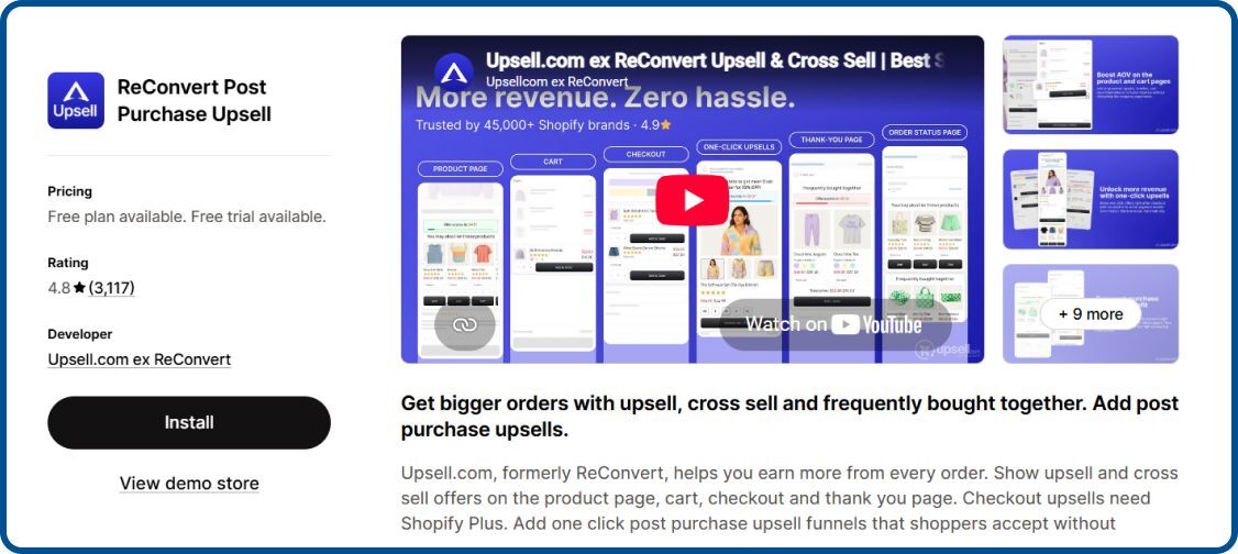 ReConvert Post Purchase Upsell on Shopify