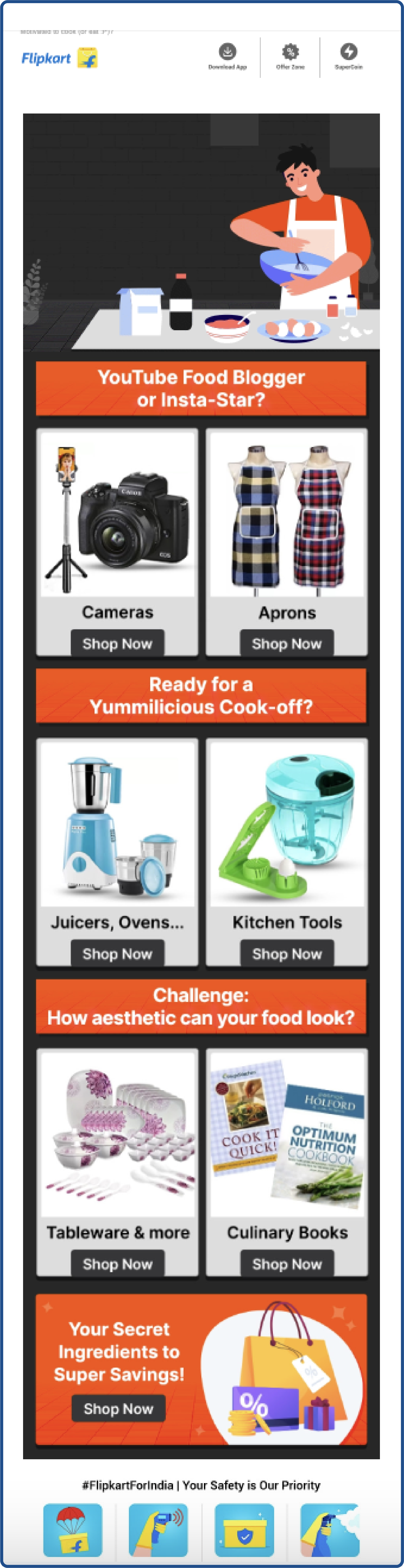 Abandoned cart email example from Flipkart