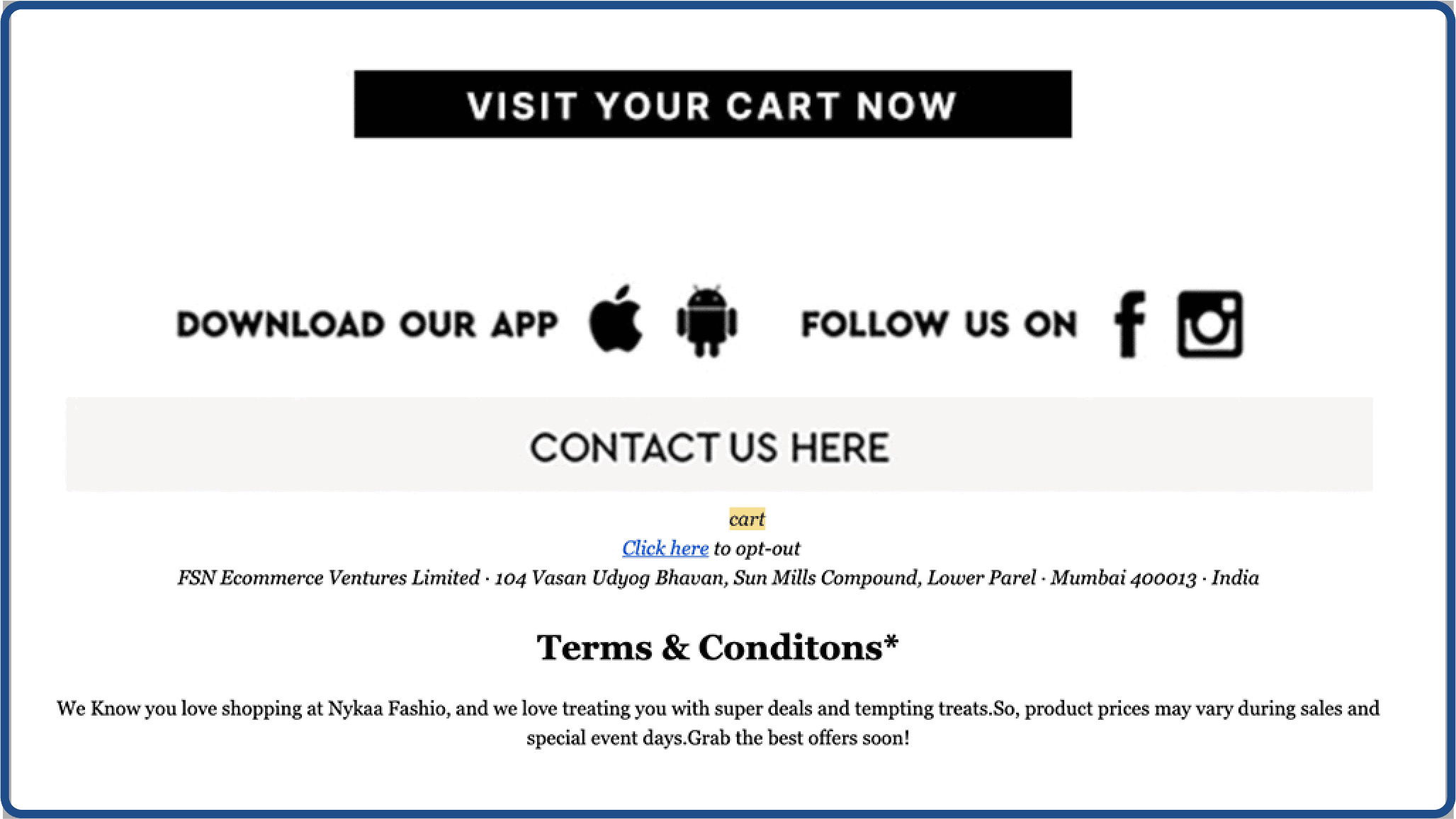Add customer care contact information in your email