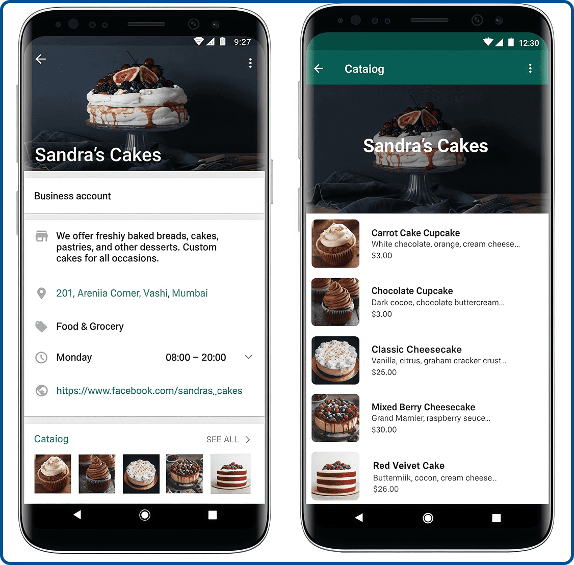 A confectionery WhatsApp Catalog Example
