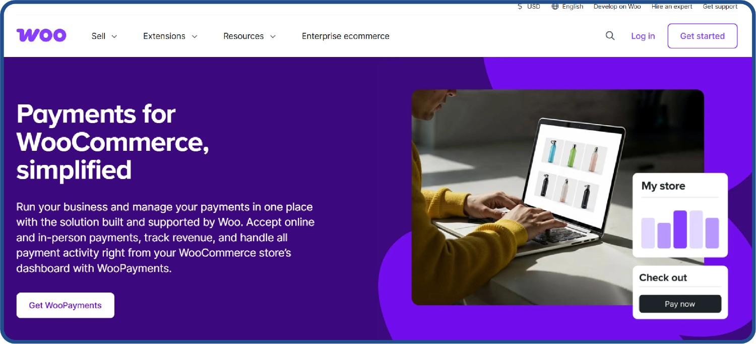 WooCommerce Payments is a good ecommerce payment gateway for D2C