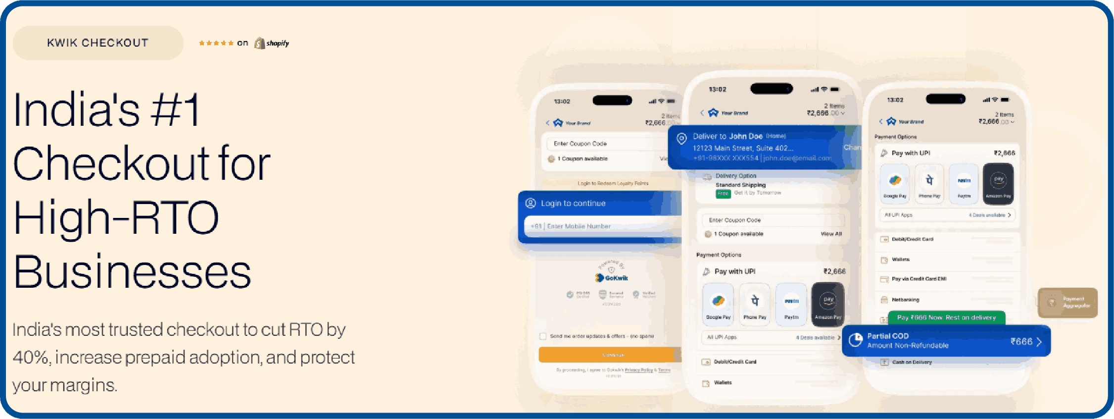 Kwik checkout helps improve the checkout process for repeat purchases