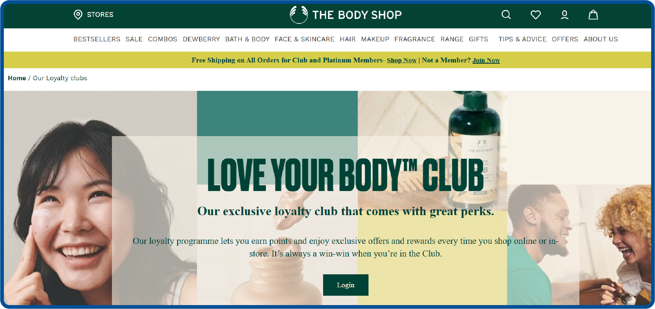 Loyalty program example from The Body Shop