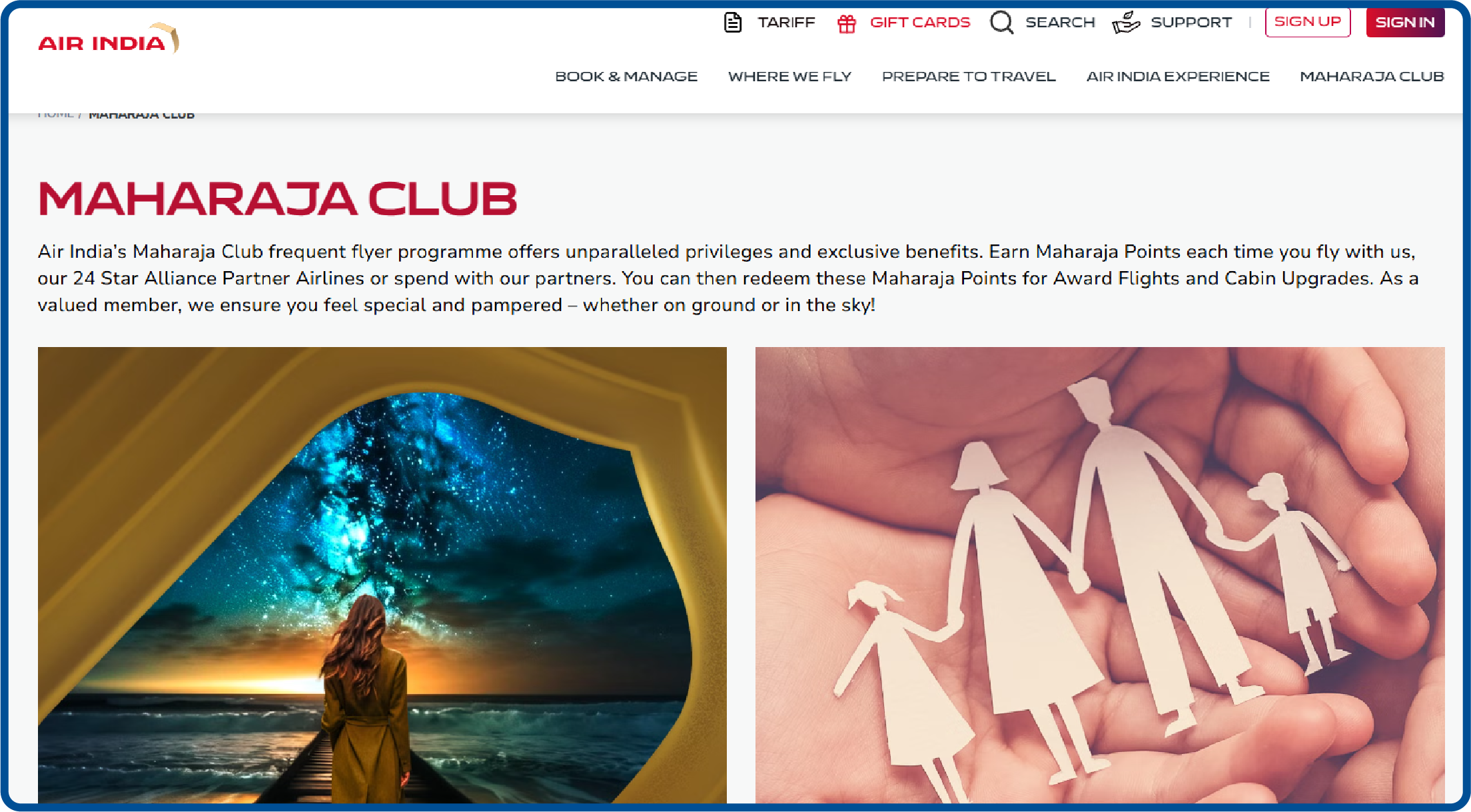 Loyalty program example from Air India