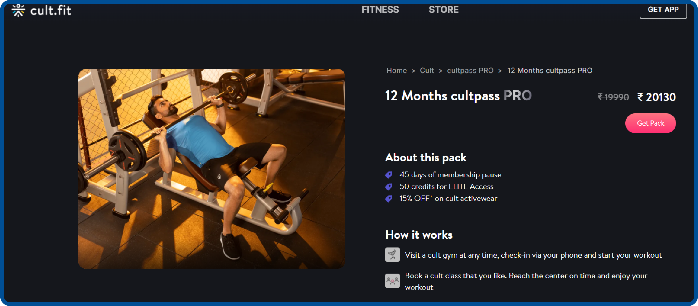 Loyalty program example from Cultfit