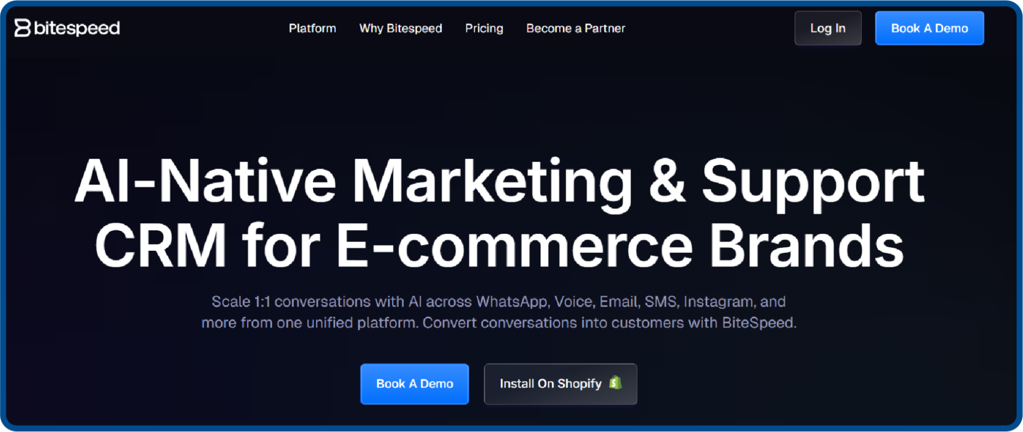 Bitespeed website screenshot showing home page