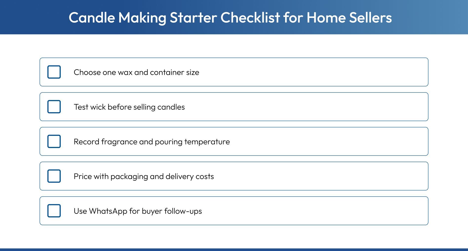 Candle making checklist for home sellers starting online