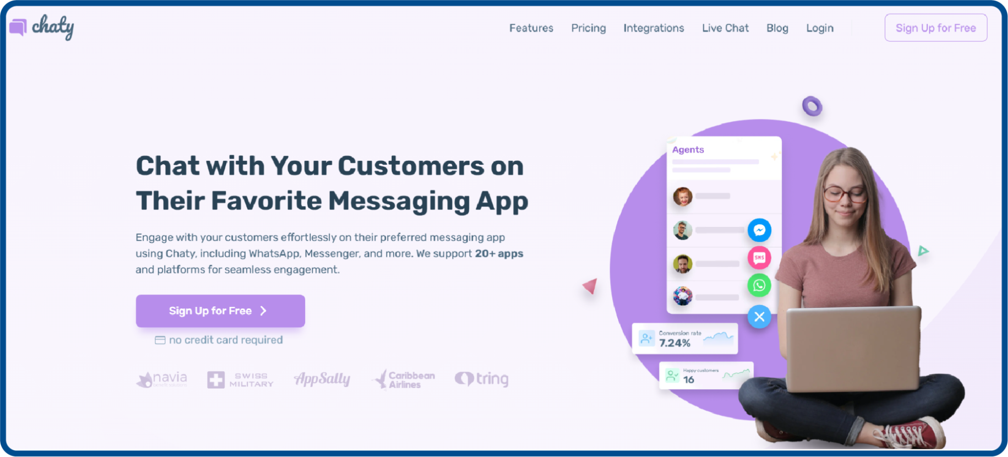 Chaty website homepage screenshot