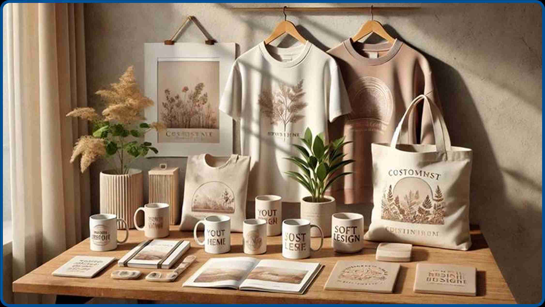 Custom printed t-shirts and personalized mugs for print on demand store.