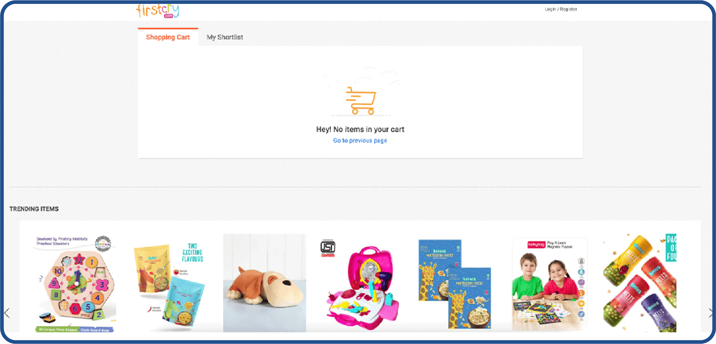 Display trending items on the cart landing page for ecommerce marketing