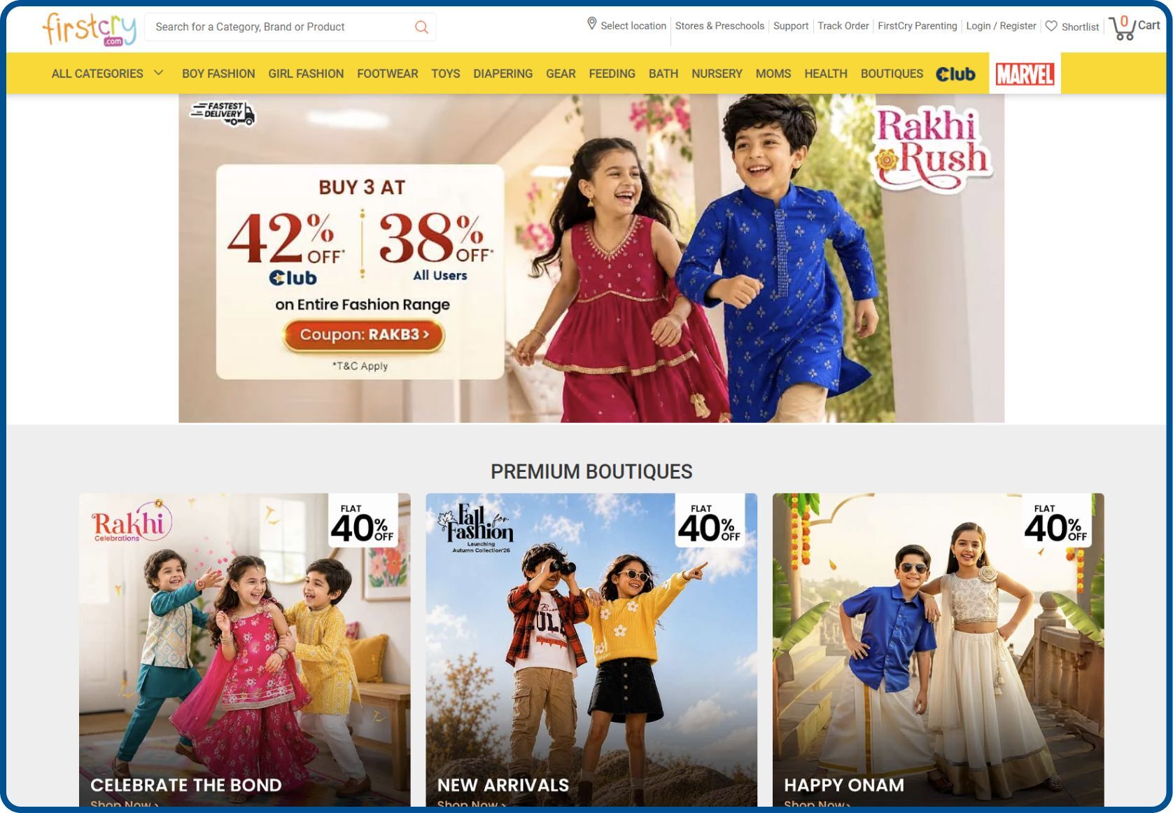  FirstCry baby products ecommerce homepage