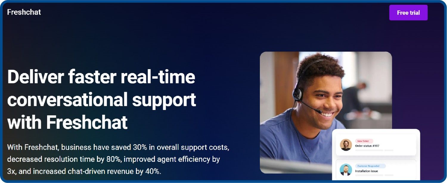 Website screenshot for FreshChat software