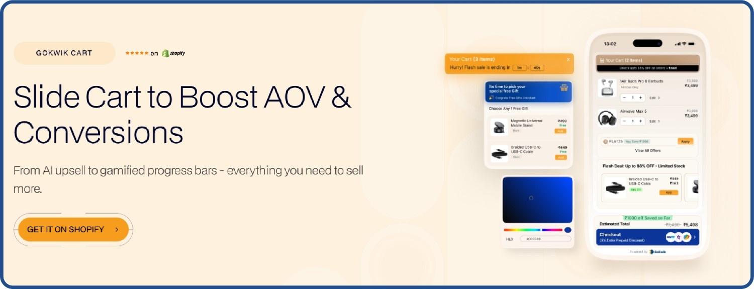 GoKwik Cart for slide cart drawers on D2C ecommerce websites