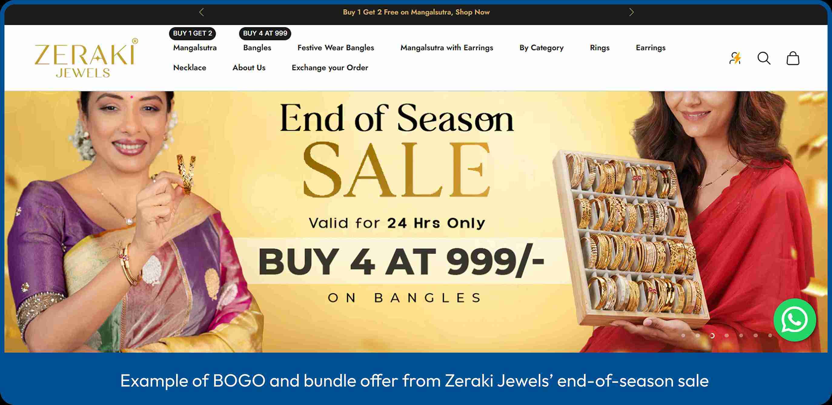 Homepage of Zeraki Jewels showing BOGO and bundle offer 