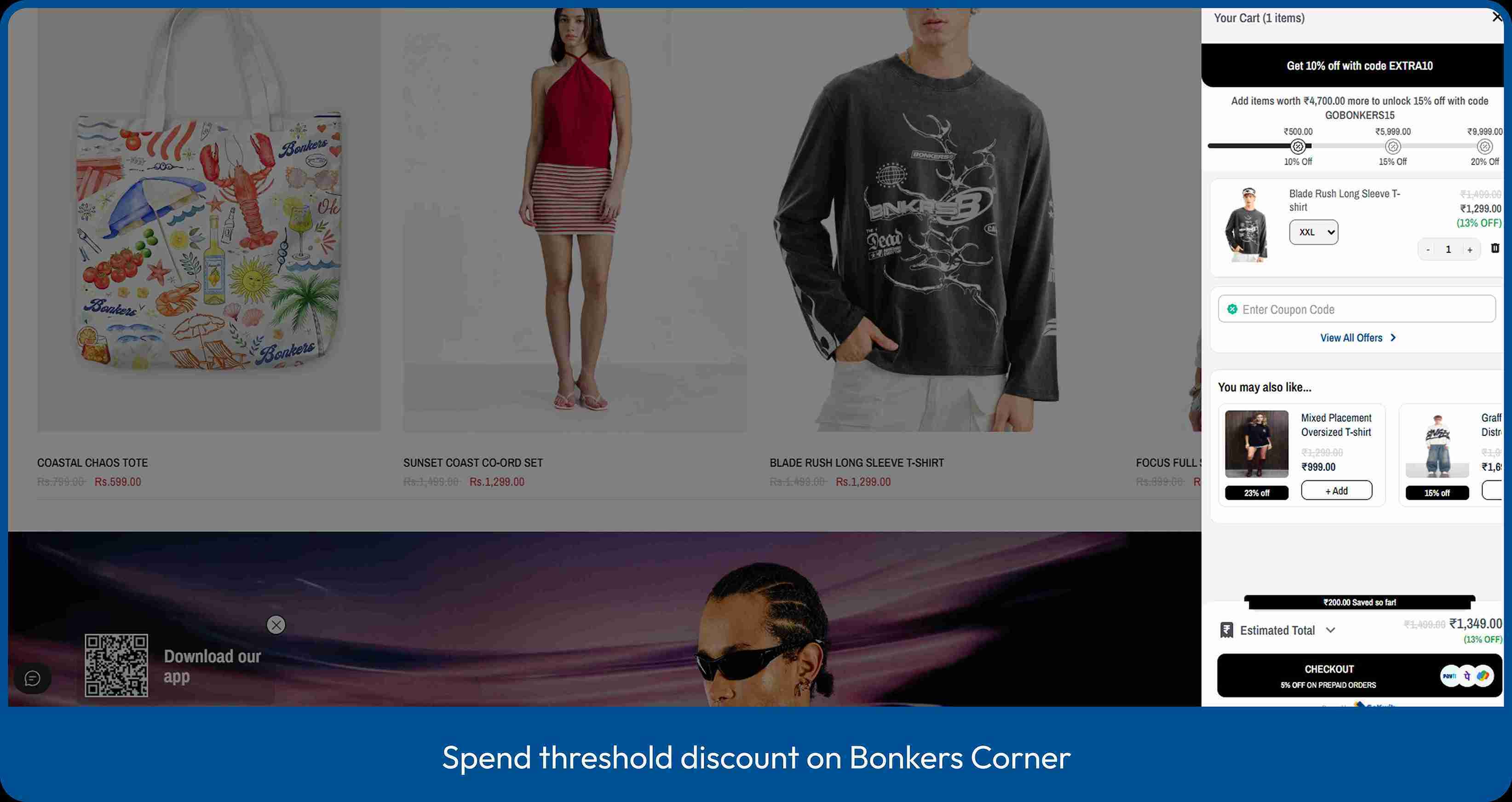 Spend threshold discount example on Bonkers Corner