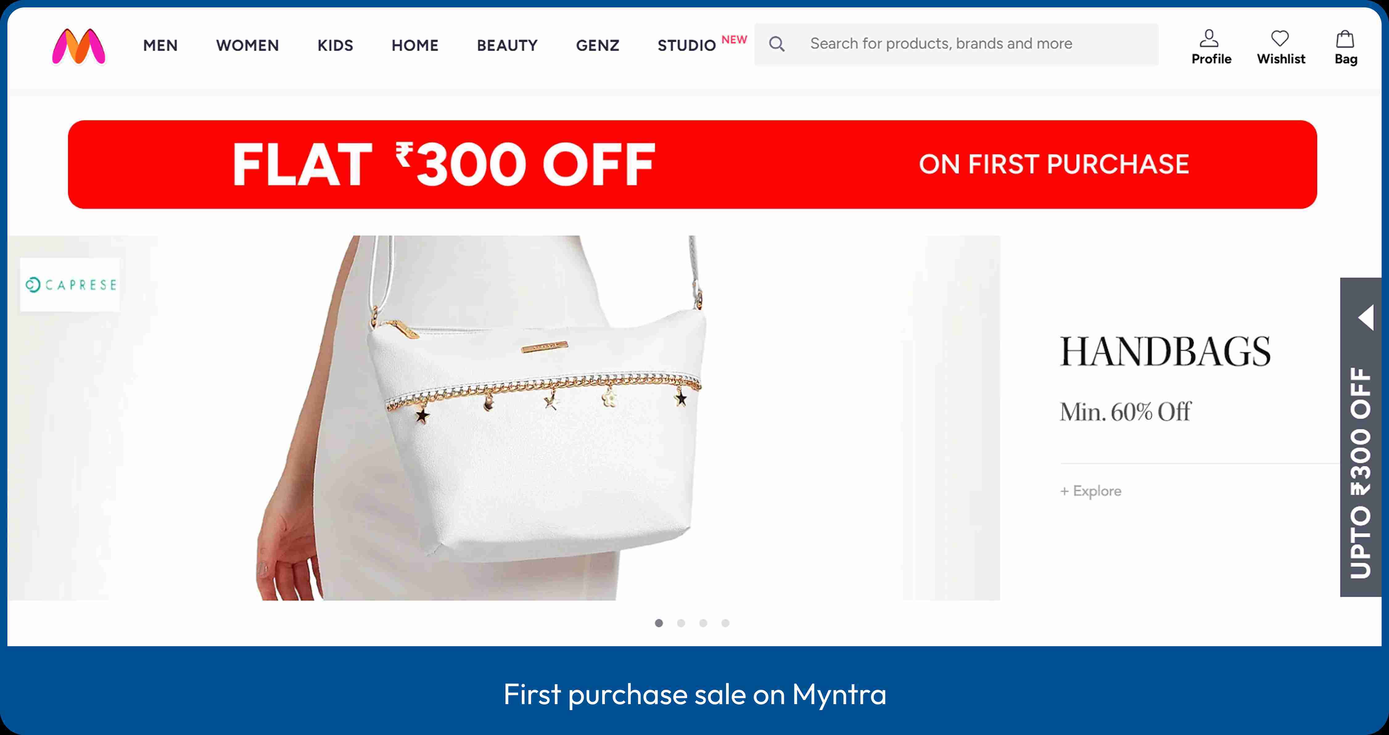 First purchase sale on Myntra with a flat 300 rupees off