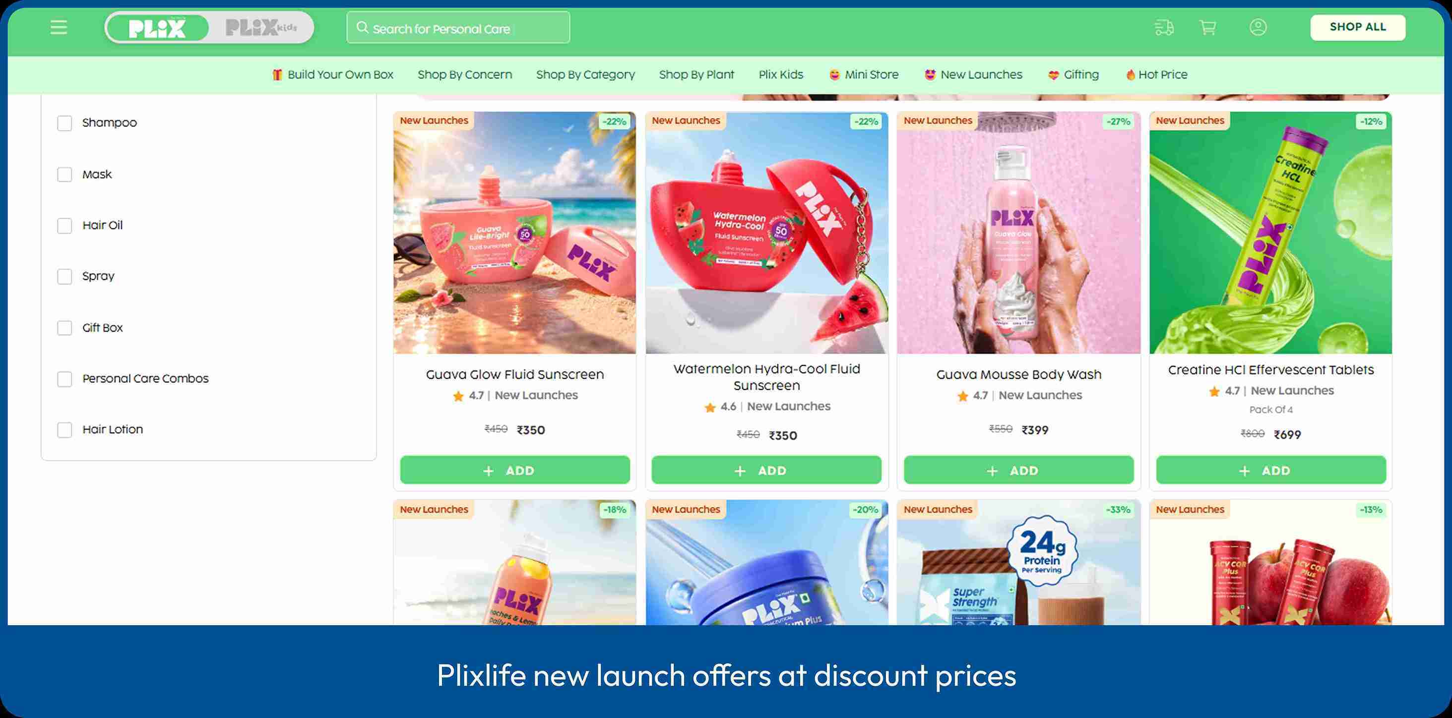 new launch product homepage of Plixlife