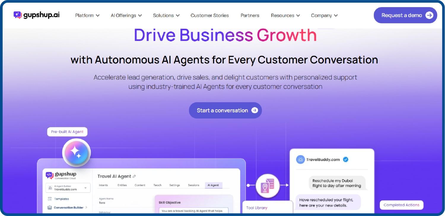 Homepage screenshot for GupShup