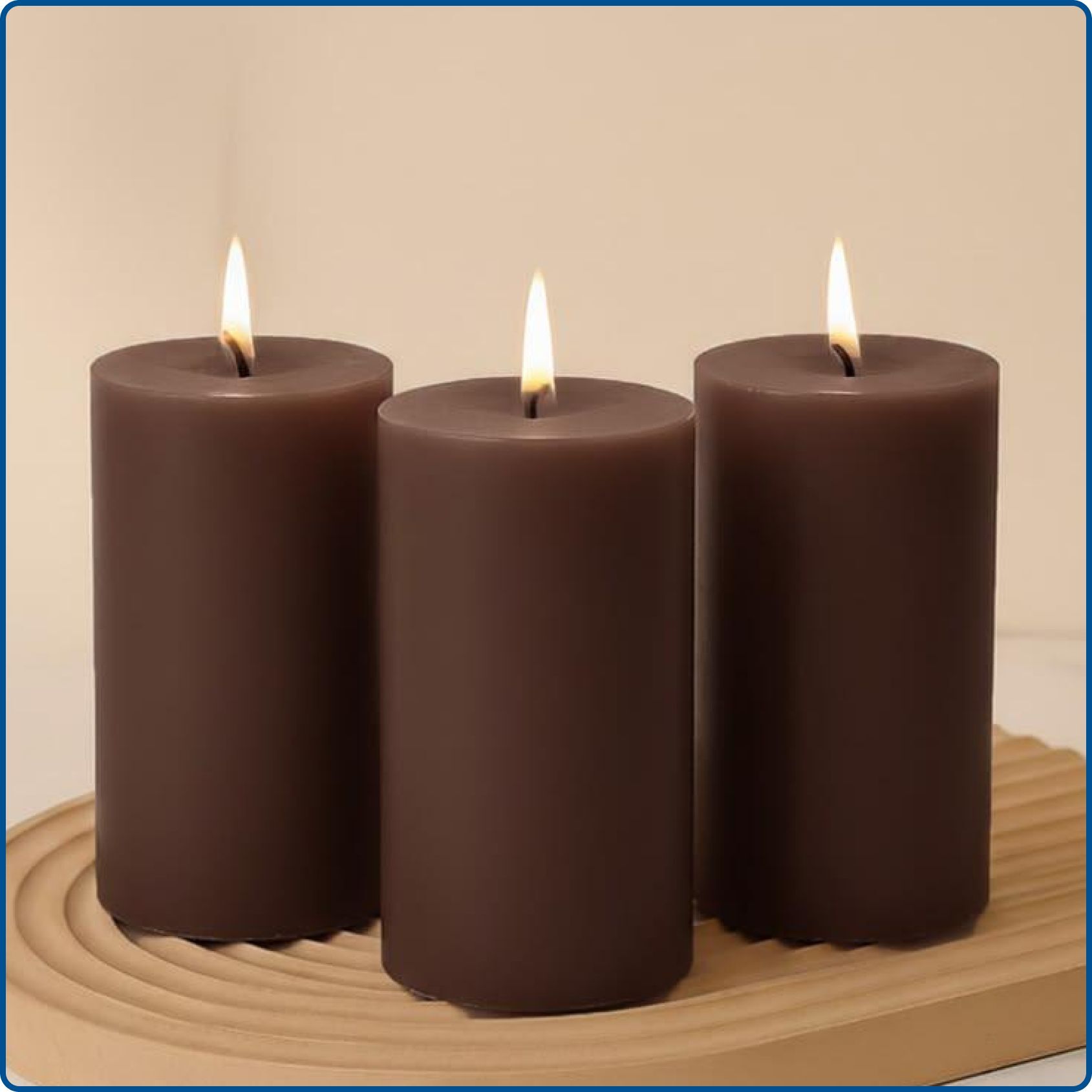 Handmade pillar candles arranged for festive home décor
