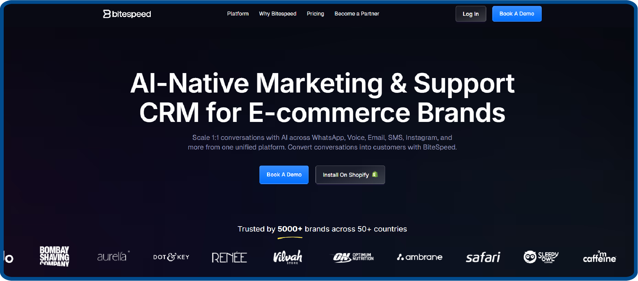 Home page of BiteSpeed