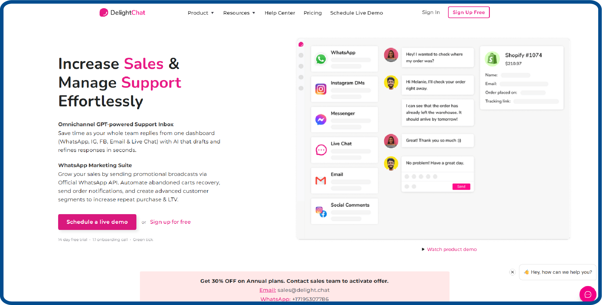 Home page of DelightChat