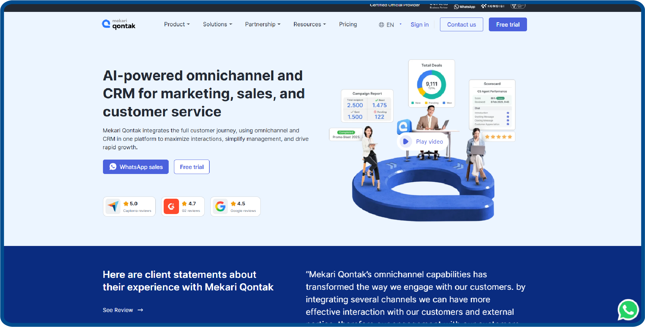 Home page of Qontak