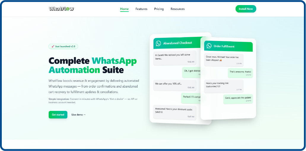 Home page of WhatFlow