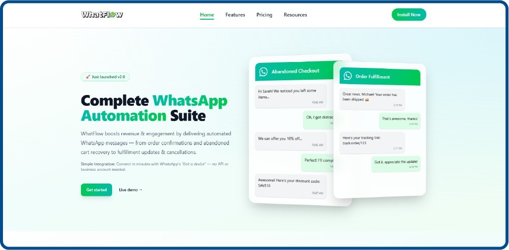 Home page of WhatFlow