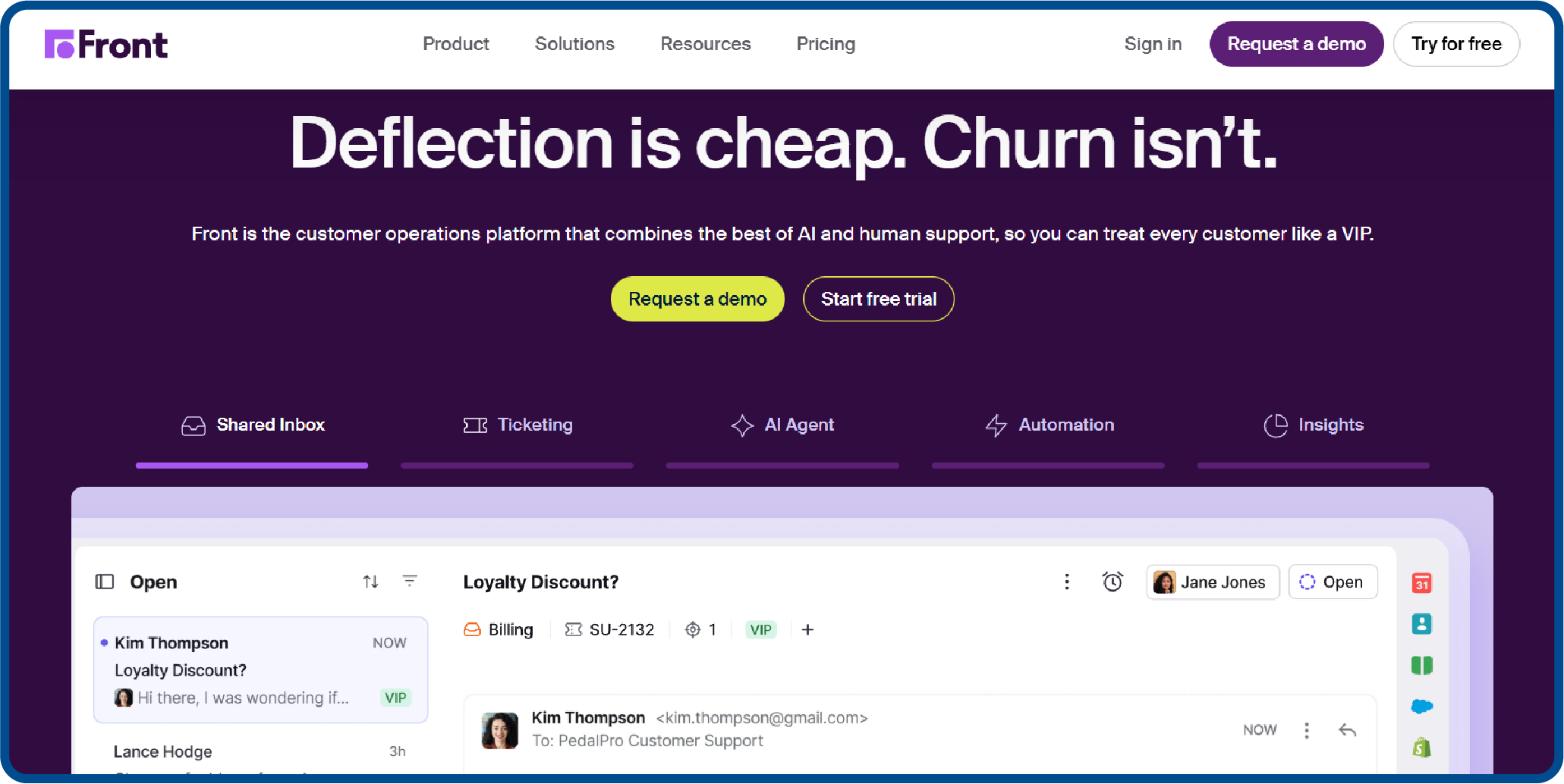 Home page screenshot for Front collaborative solution