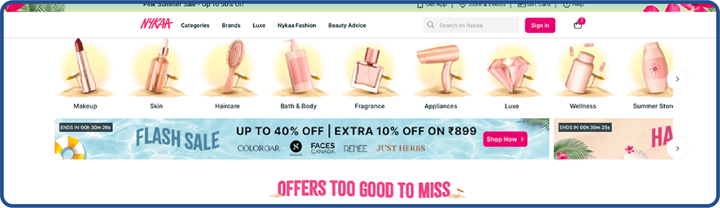 How Nykaa uses FOMO on their website as part of their ecommerce marketing strategy