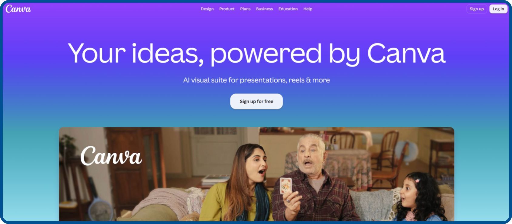Canva web application enables browser-based visual design creation