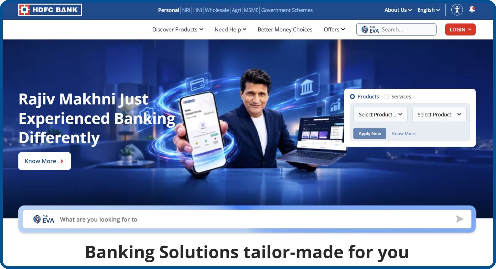 HDFC Bank web portal shows secure account access