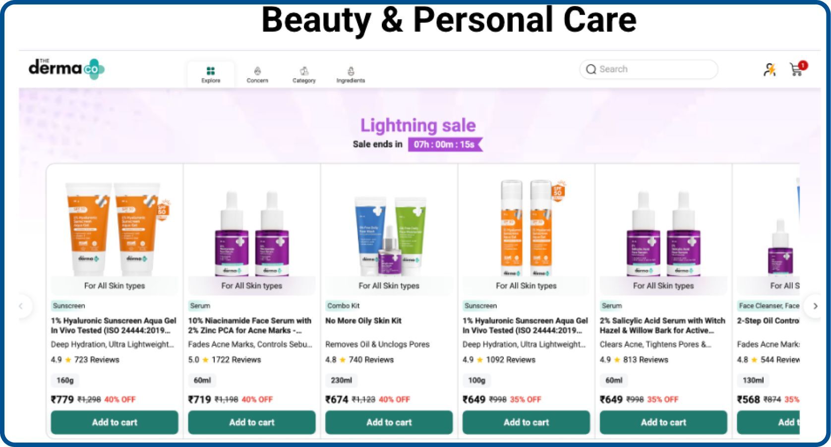Beauty and personal care product page showing &ldquo;bundling deals&rdquo;