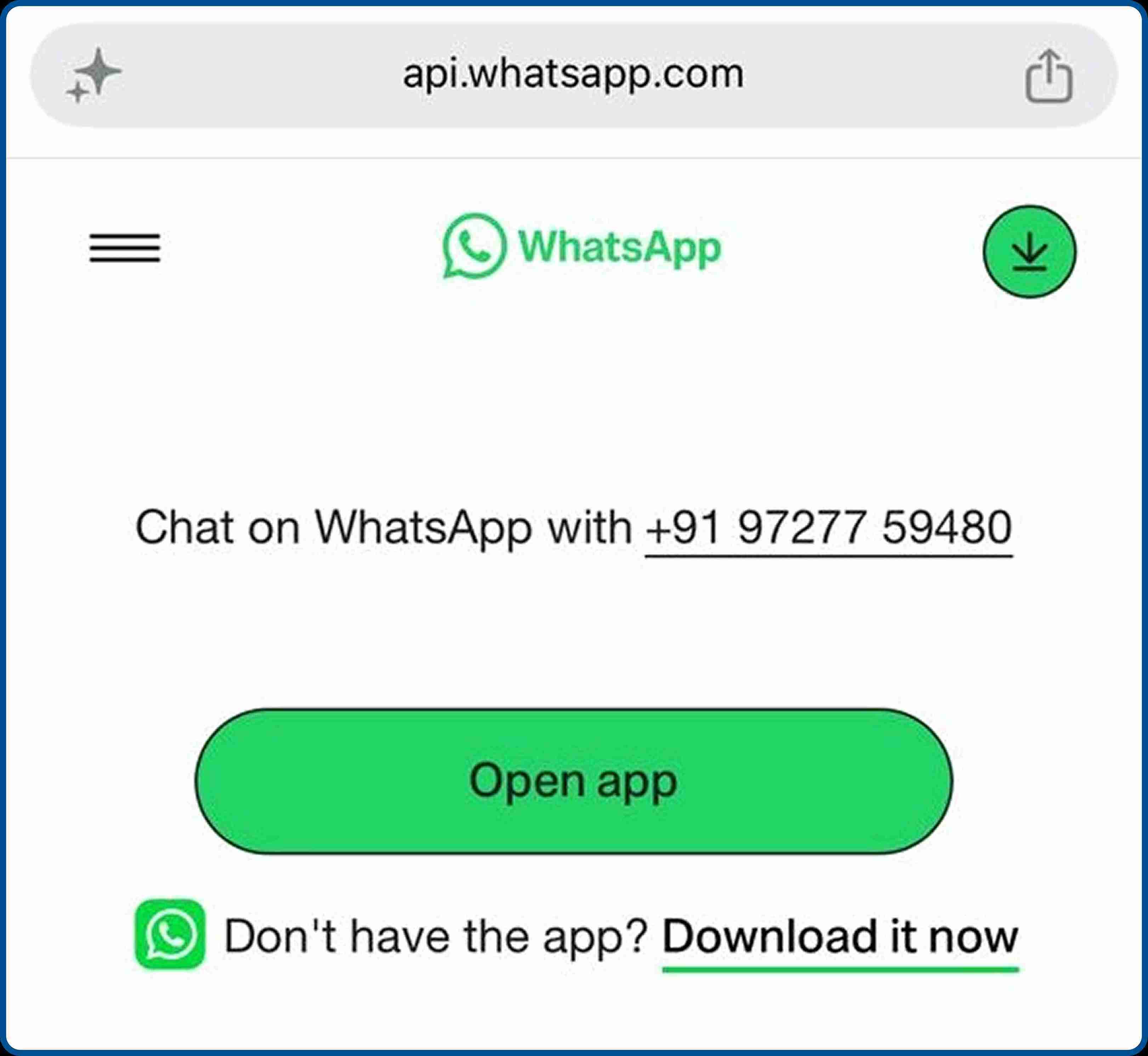 How to send whatsapp message without saving number using wa.me link