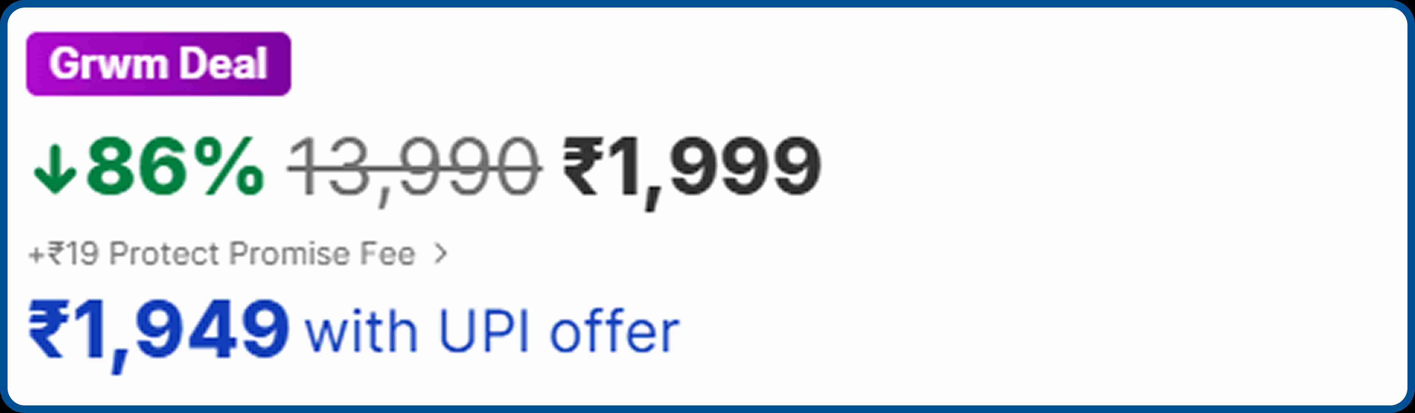 boAt Nirvana ION ANC Pro pricing on Flipkart showing competitive discount from ₹13,990 to ₹1,949 with UPI offer.