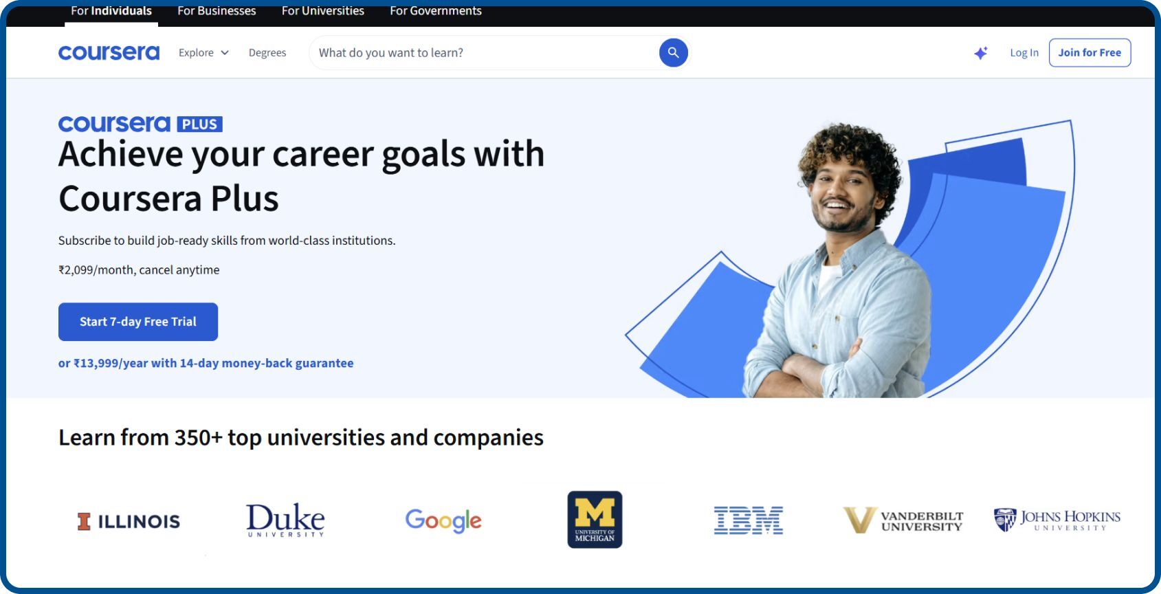 Coursera eLearning website offers online courses and certificates