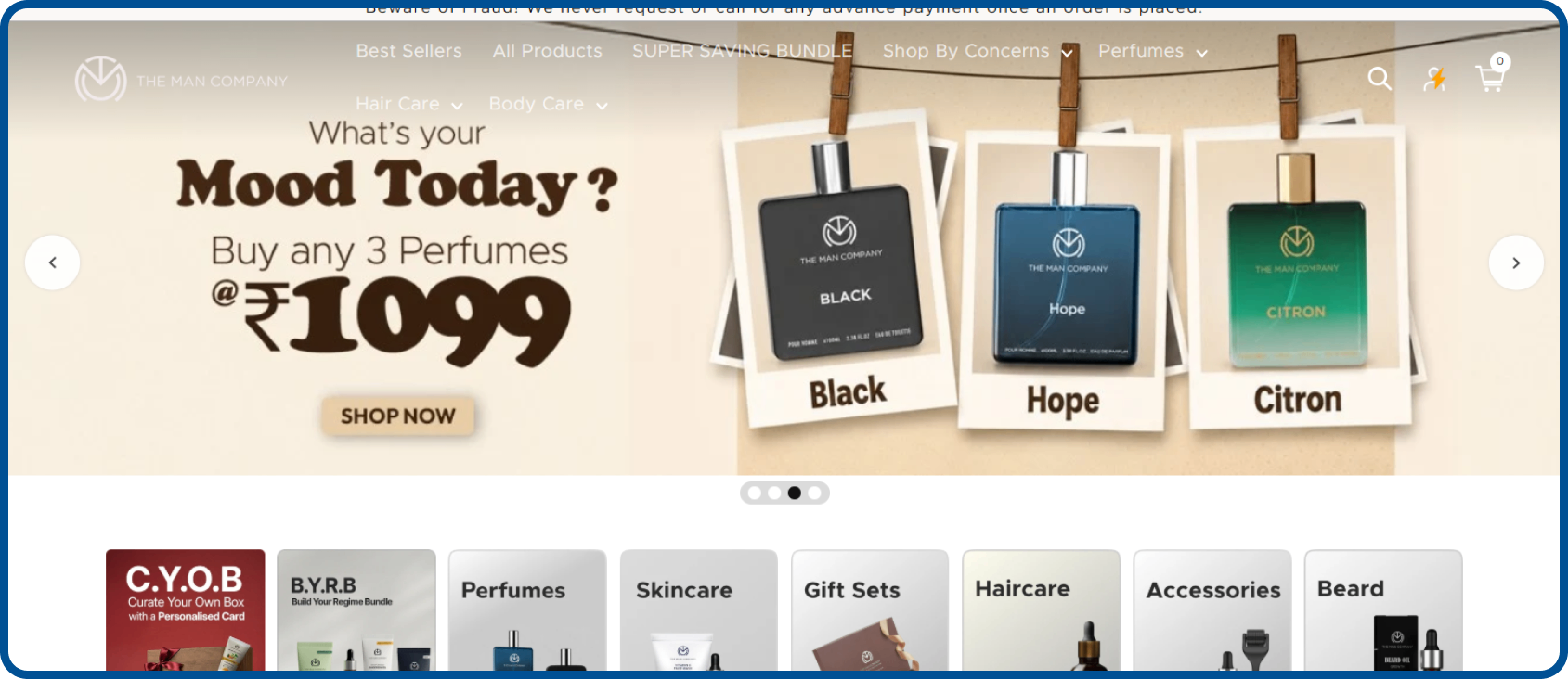 The Man Company homepage