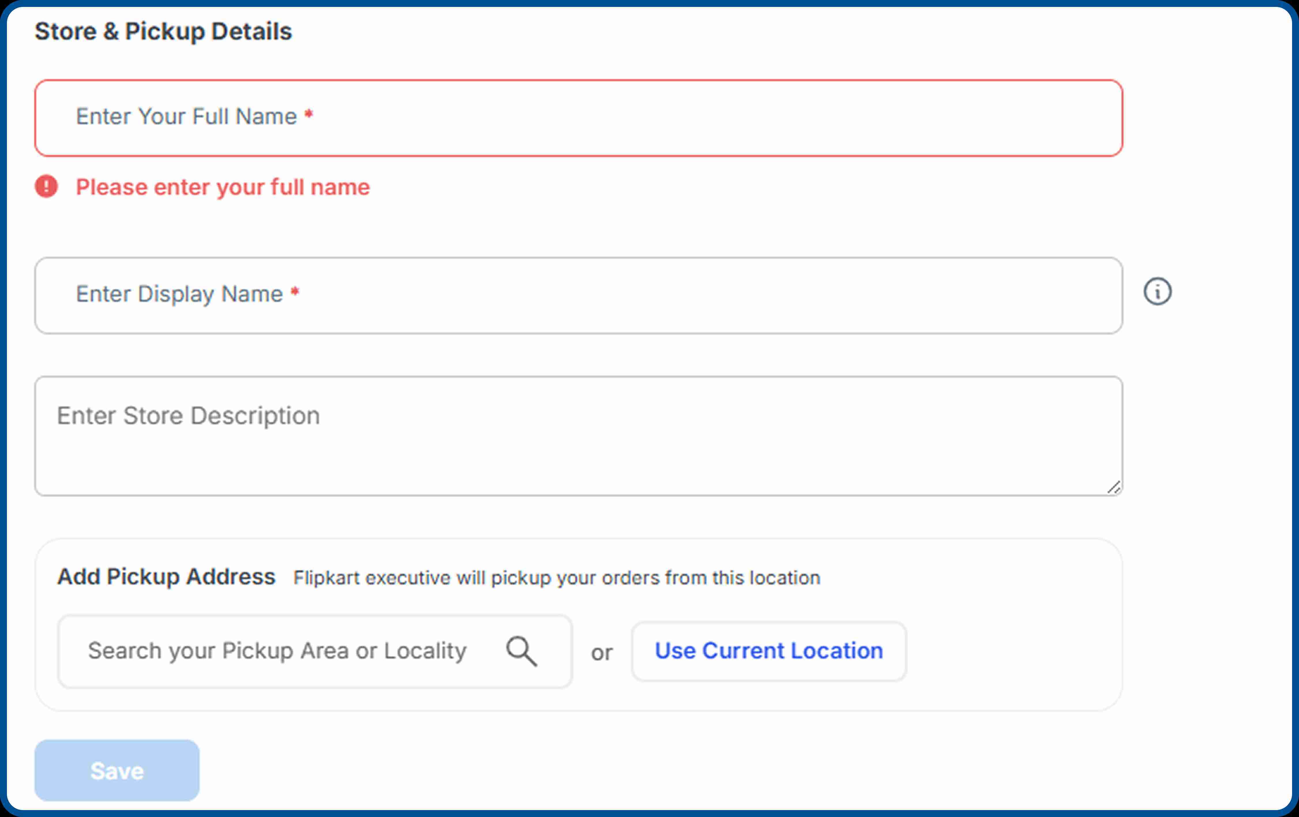 Store and pickup details registration on Flipkart seller hub