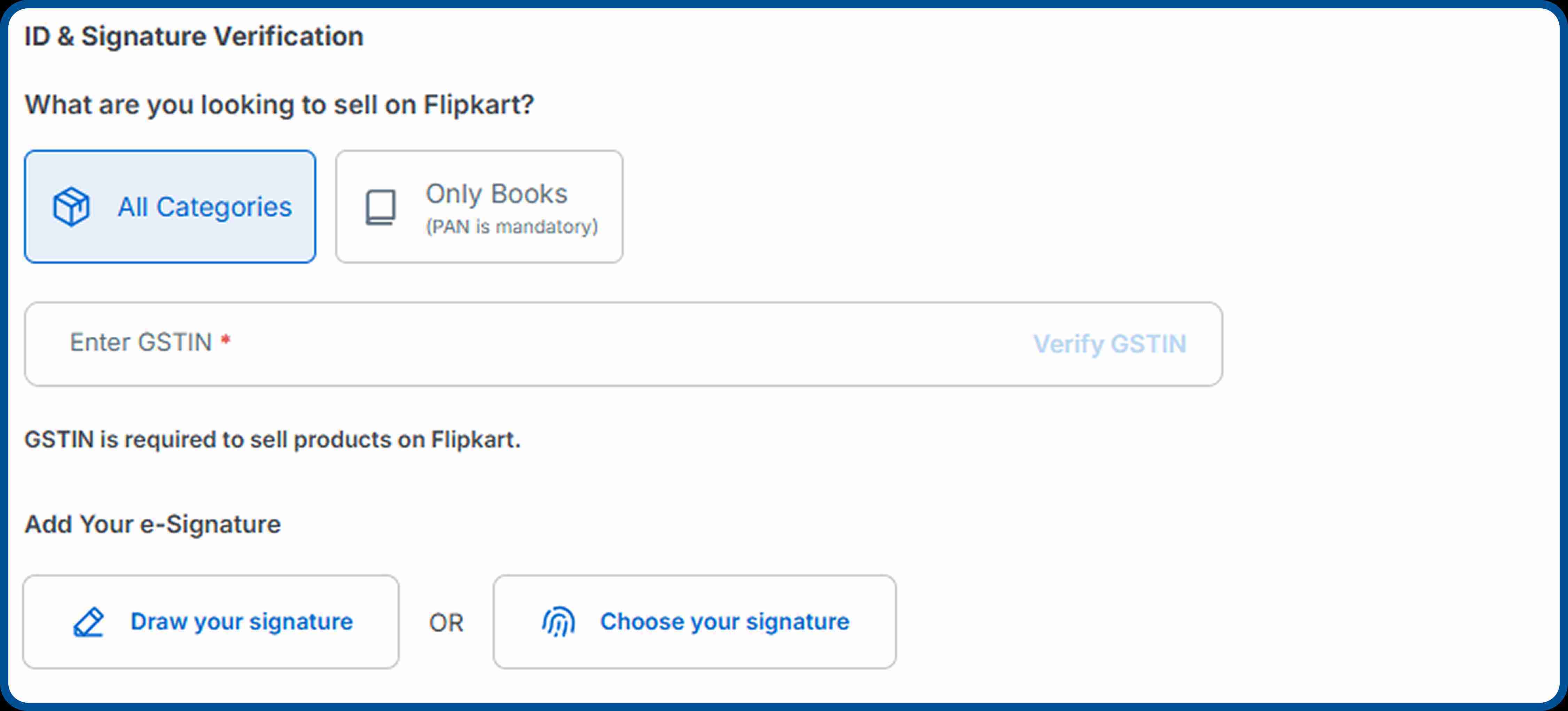 GSTIN verification on Flipkart seller hub