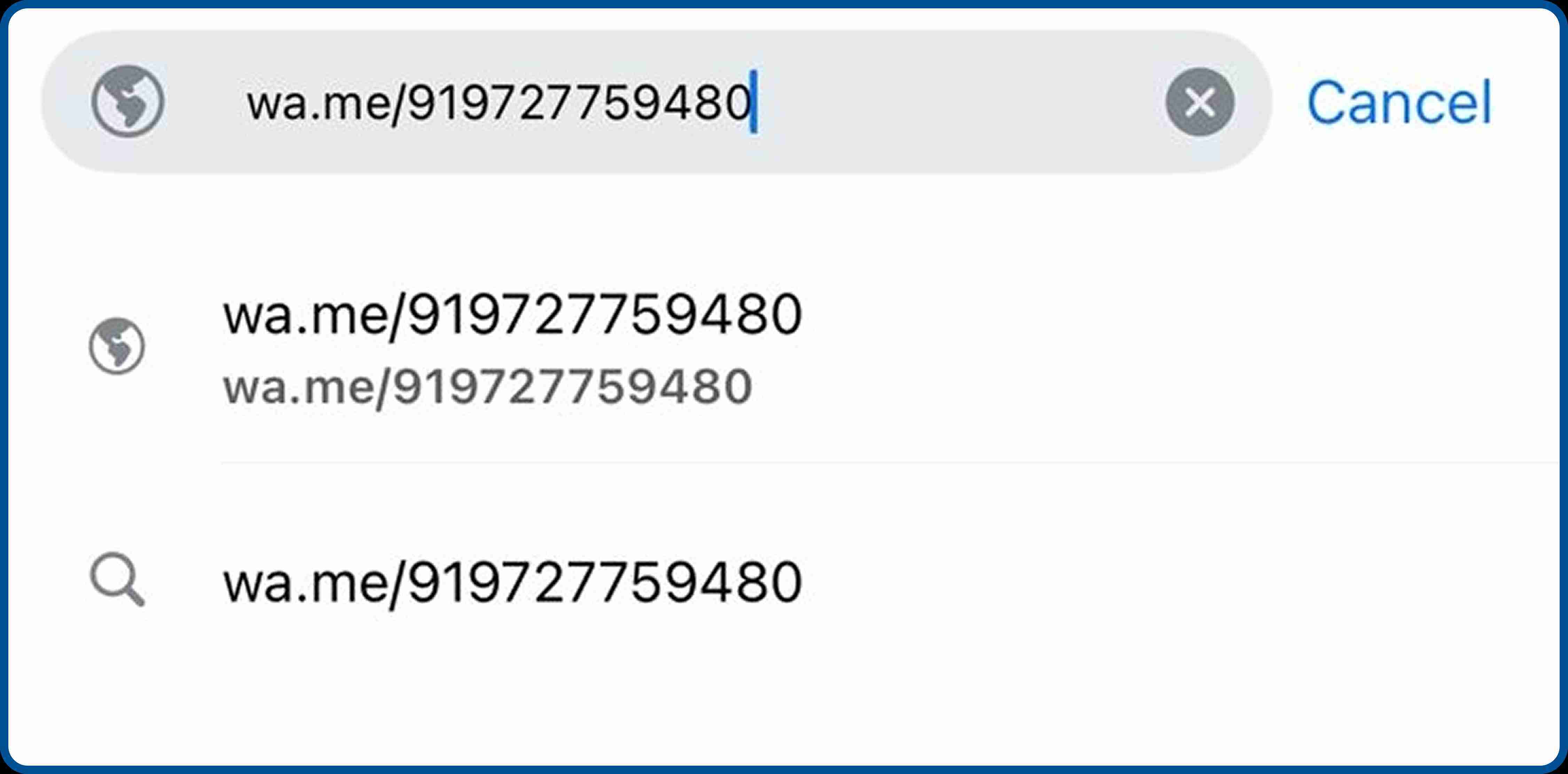 Send WhatsApp without saving number using a mobile browser and wa.me link