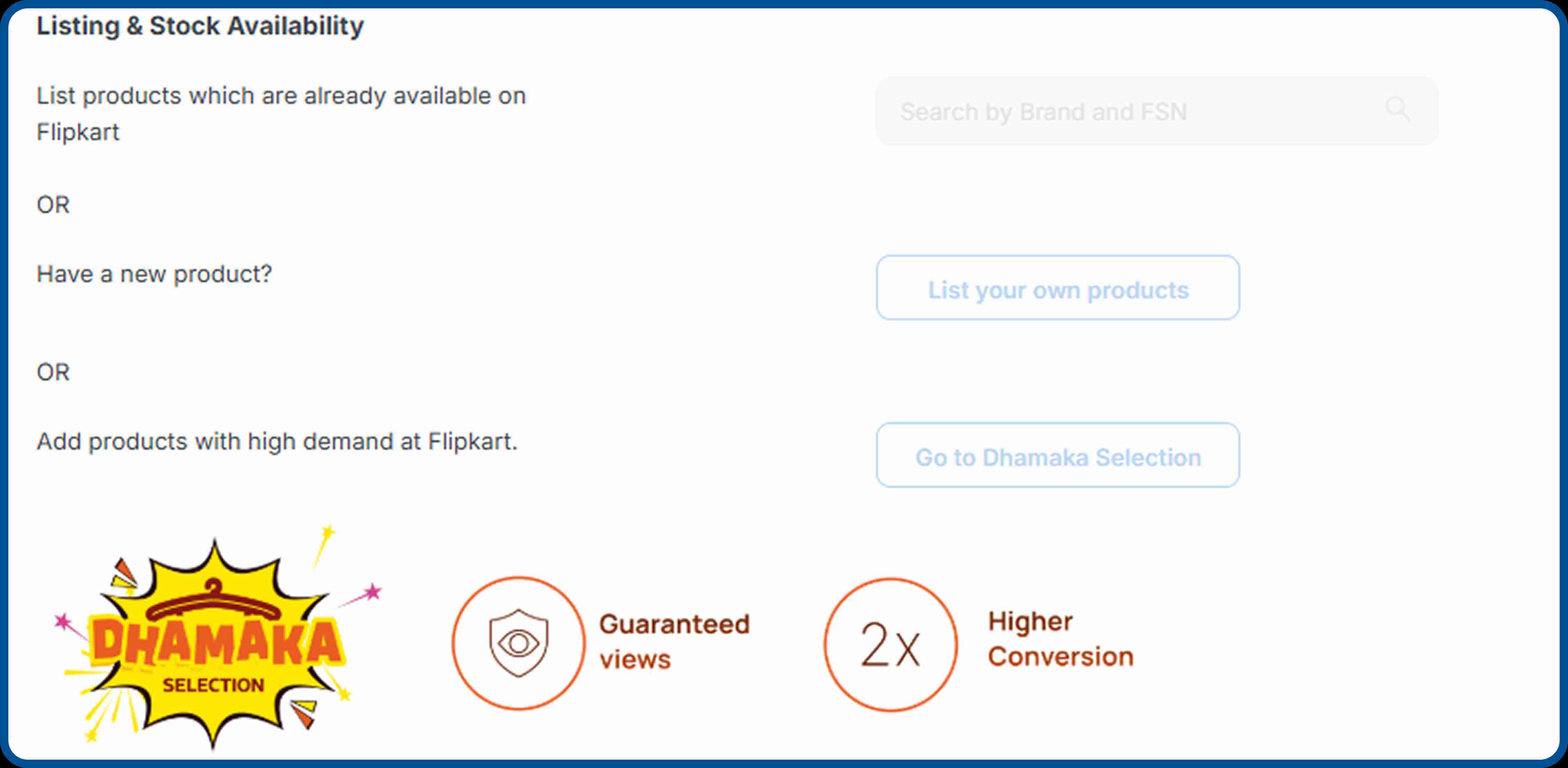 Listing and stock availability registration on Flipkart seller hub