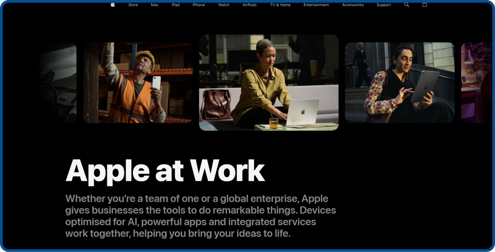 Apple corporate website explains products, brand identity and support