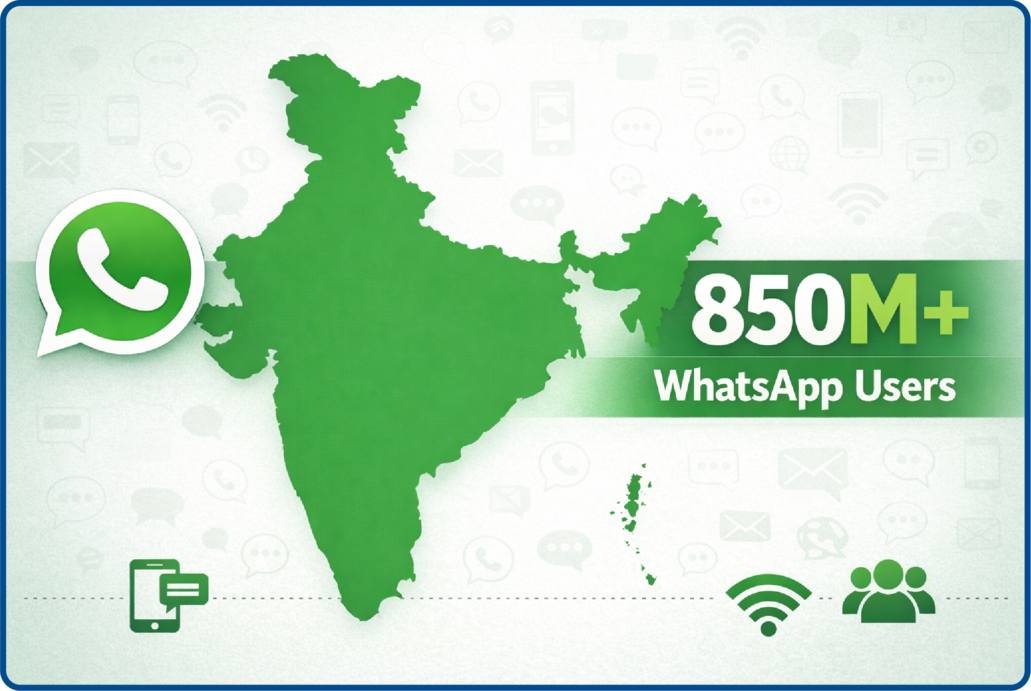 India has 850M+ Whatsapp users.